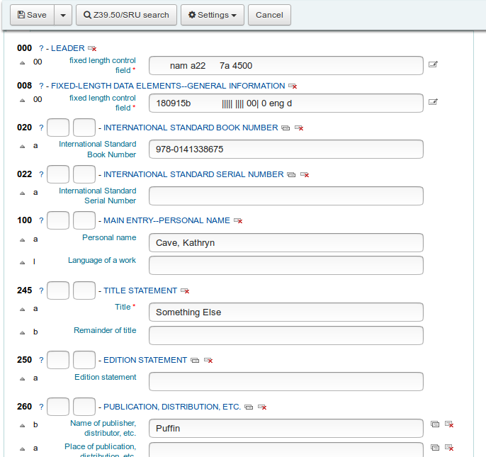 Cataloging Fast Add Framework