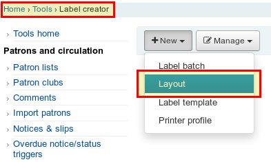 Label Creator Layout