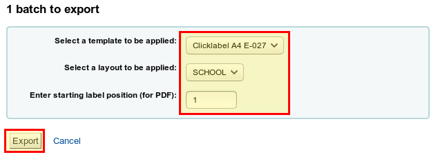 Export Label Batch