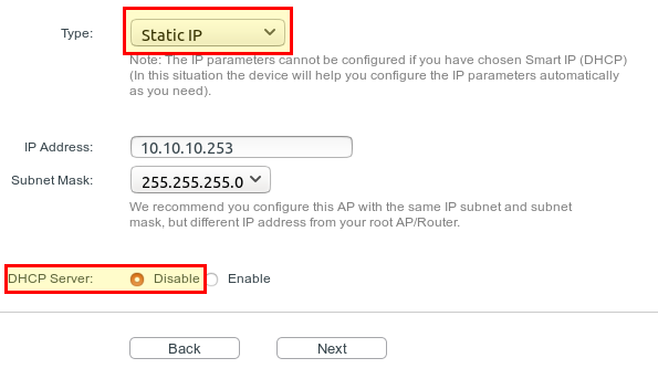 Access point settings