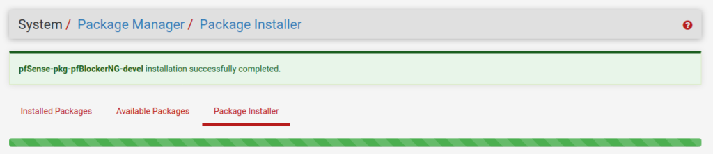 pfblockerng installation finished